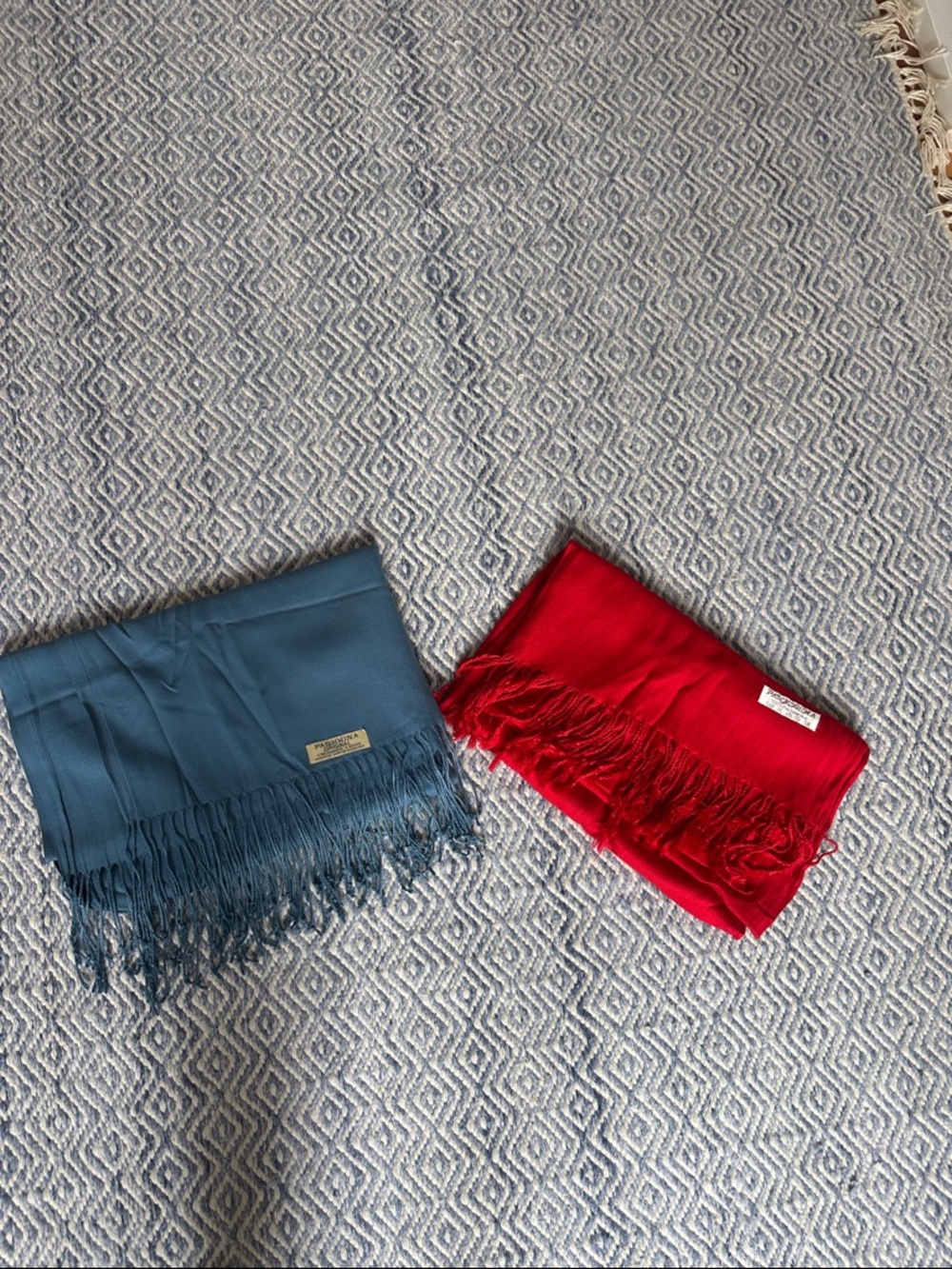 Blue and Red Fringe Pashminas